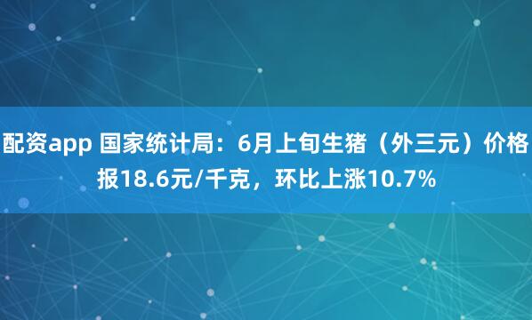配资app 国家统计局：6月上旬生猪（外三元）价格报18.6元/千克，环比上涨10.7%