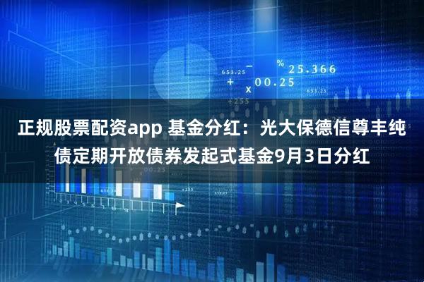 正规股票配资app 基金分红：光大保德信尊丰纯债定期开放债券发起式基金9月3日分红